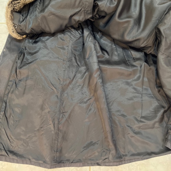 Amazing 7 For all Mankind 2 in 1 Black Hoodie Fur Removable Lining Parka S Great - Picture 10 of 13